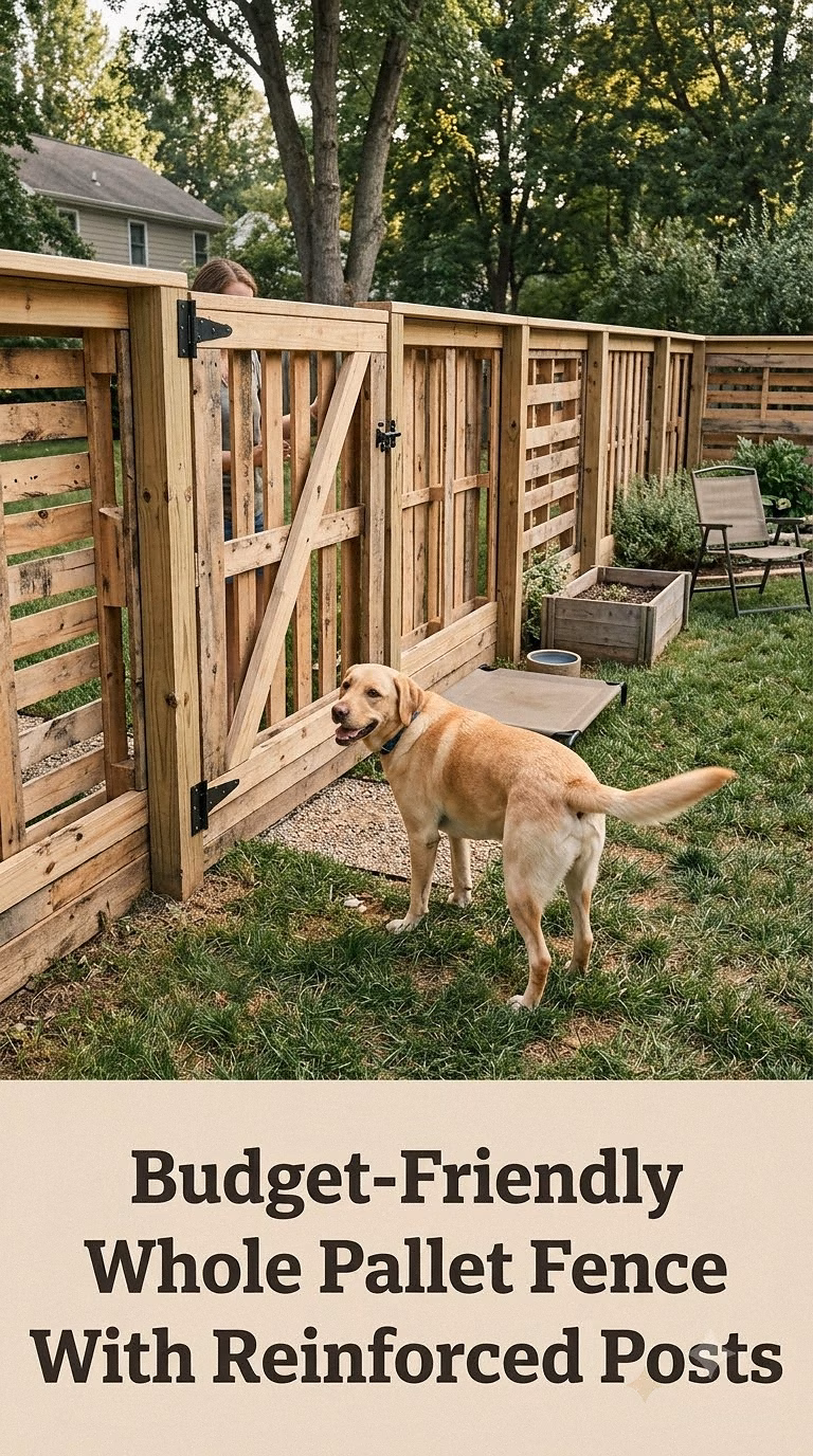 Budget-Friendly Whole Pallet Fence With Reinforced Posts