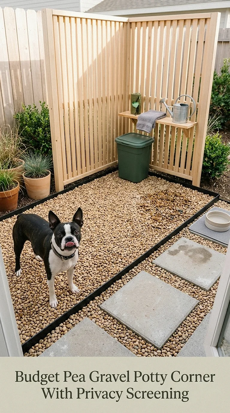 Budget Pea Gravel Potty Corner With Privacy Screening