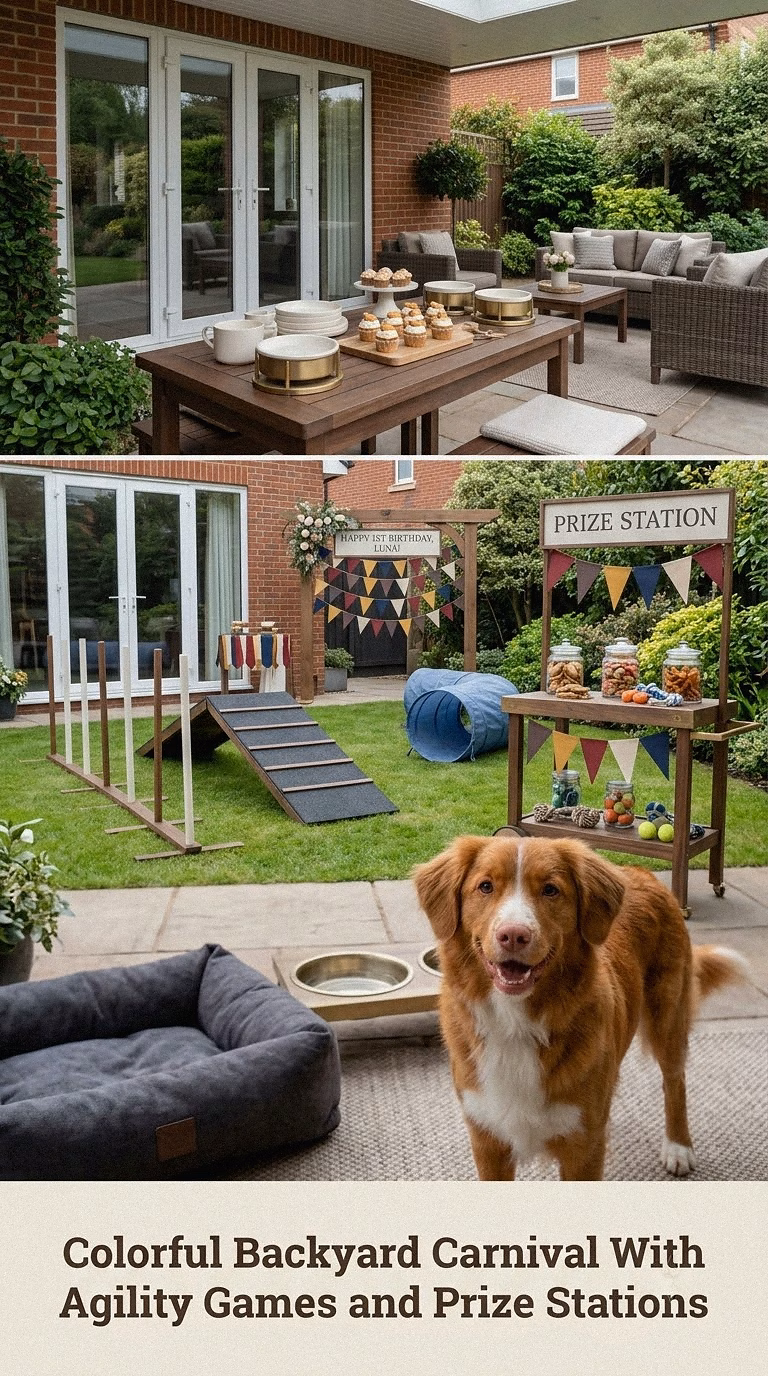 Colorful Backyard Carnival With Agility Games and Prize Stations