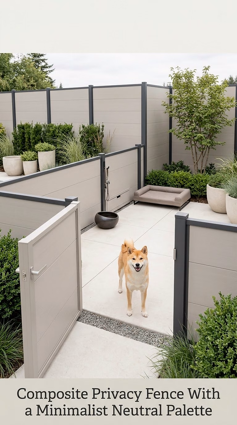 Composite Privacy Fence With a Minimalist Neutral Palette