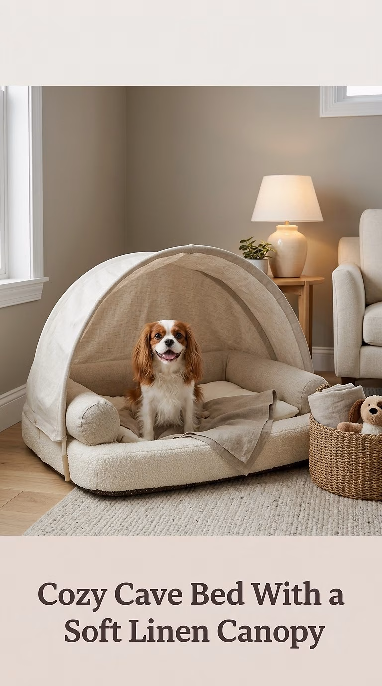 Cozy Cave Bed With a Soft Linen Canopy
