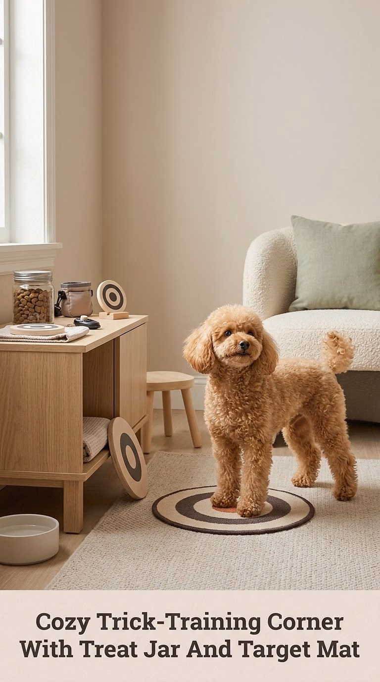 Cozy Trick-Training Corner With Treat Jar And Target Mat