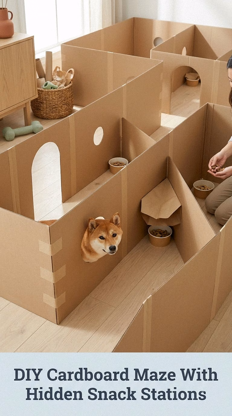 DIY Cardboard Maze With Hidden Snack Stations