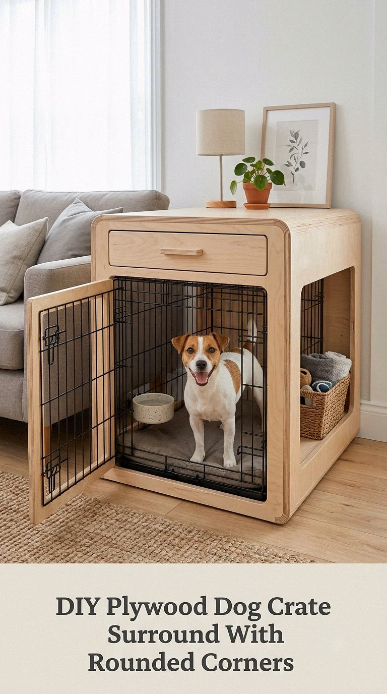 DIY Plywood Dog Crate Surround With Rounded Corners