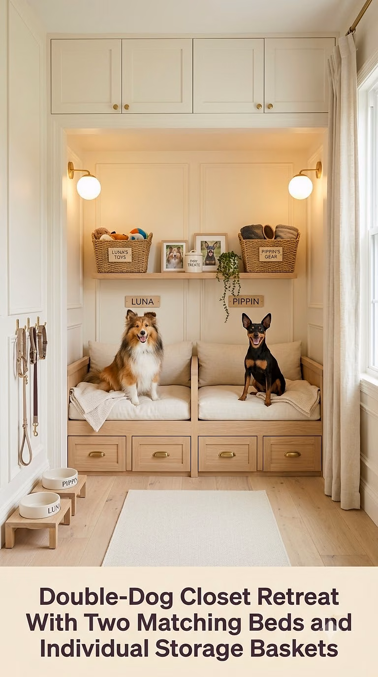 11. Double-Dog Closet Retreat With Two Matching Beds and Individual Storage Baskets