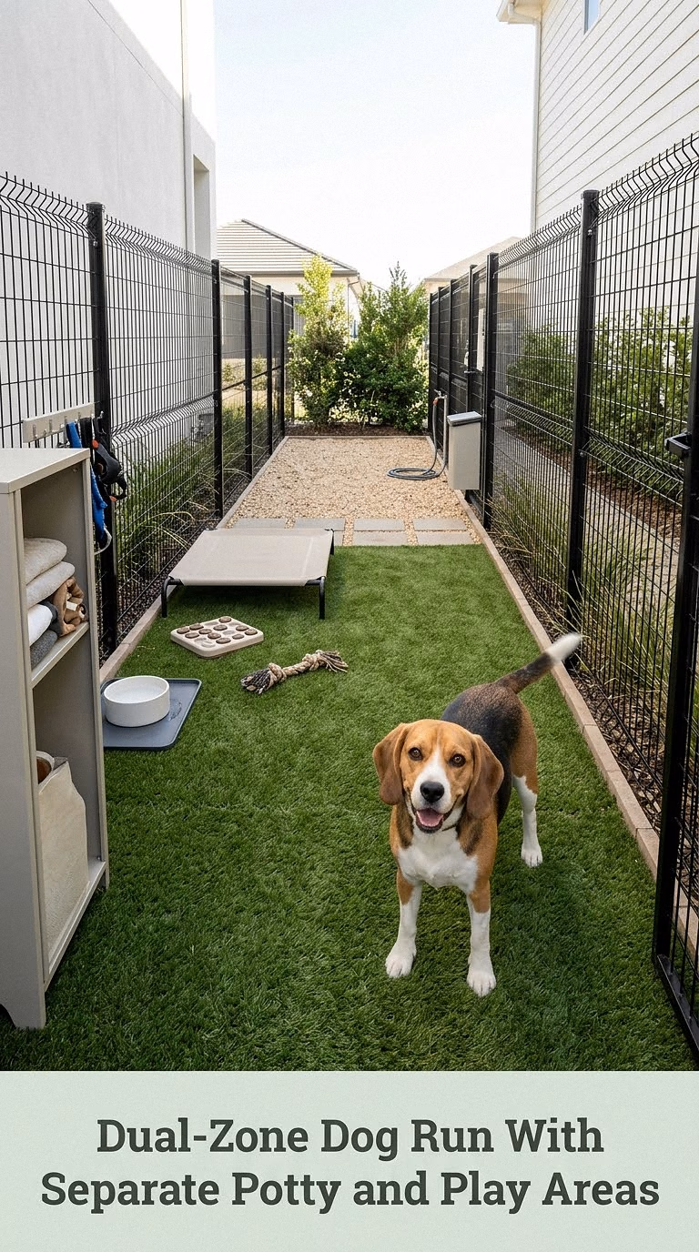 Dual-Zone Dog Run With Separate Potty and Play Areas