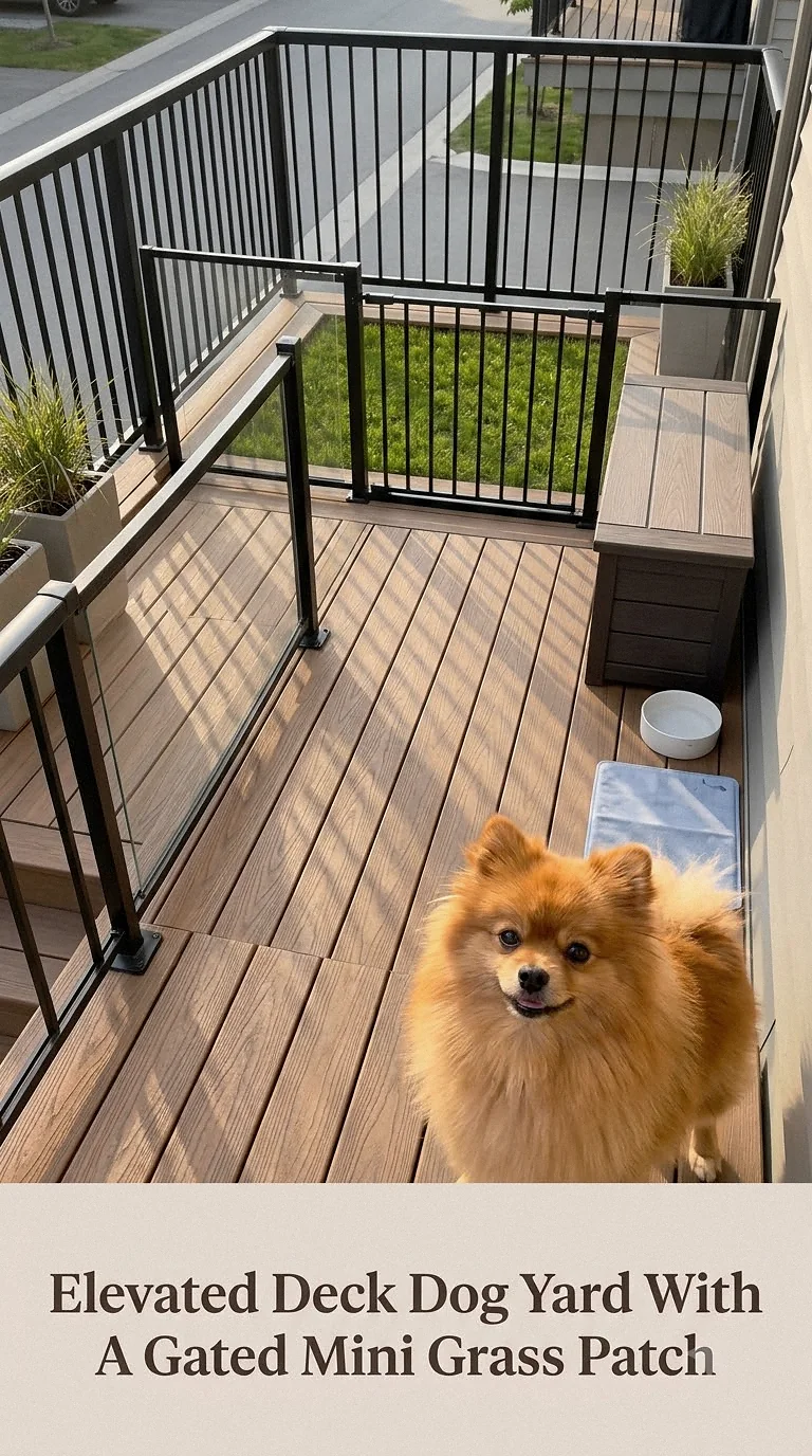 Elevated Deck Dog Yard With A Gated Mini Grass Patch