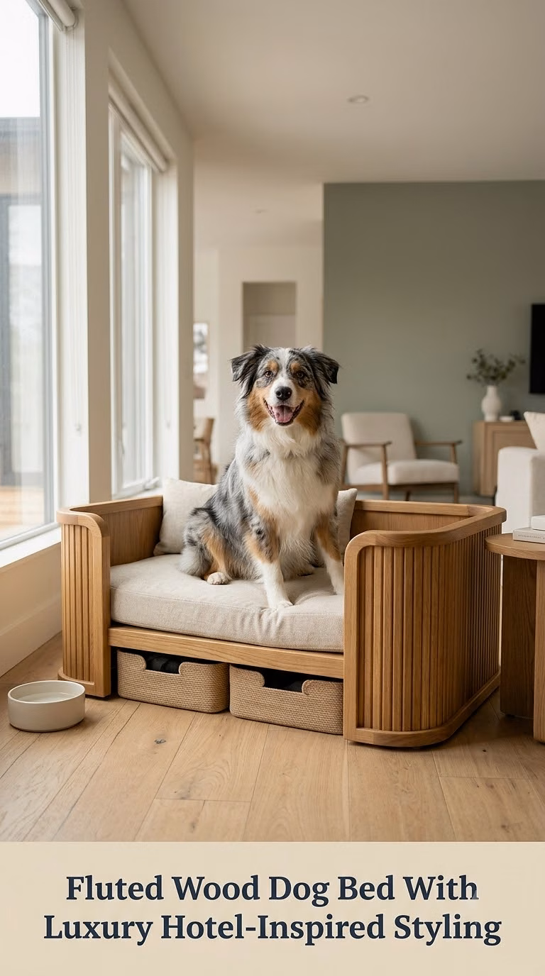 Fluted Wood Dog Bed With Luxury Hotel-Inspired Styling