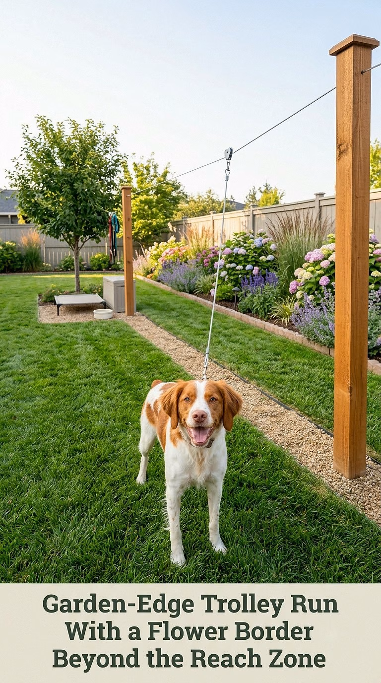 Garden-Edge Trolley Run With a Flower Border Beyond the Reach Zone