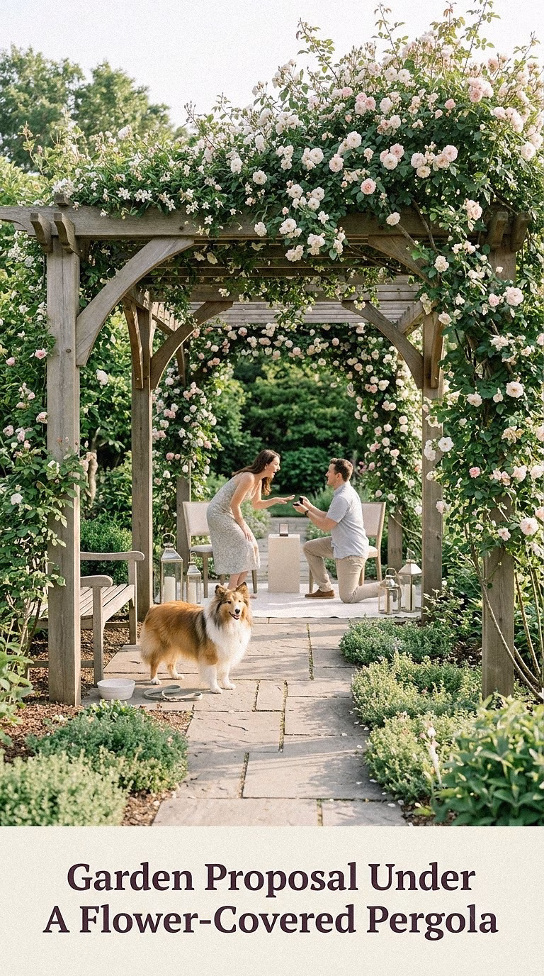 Garden Proposal Under A Flower-Covered Pergola