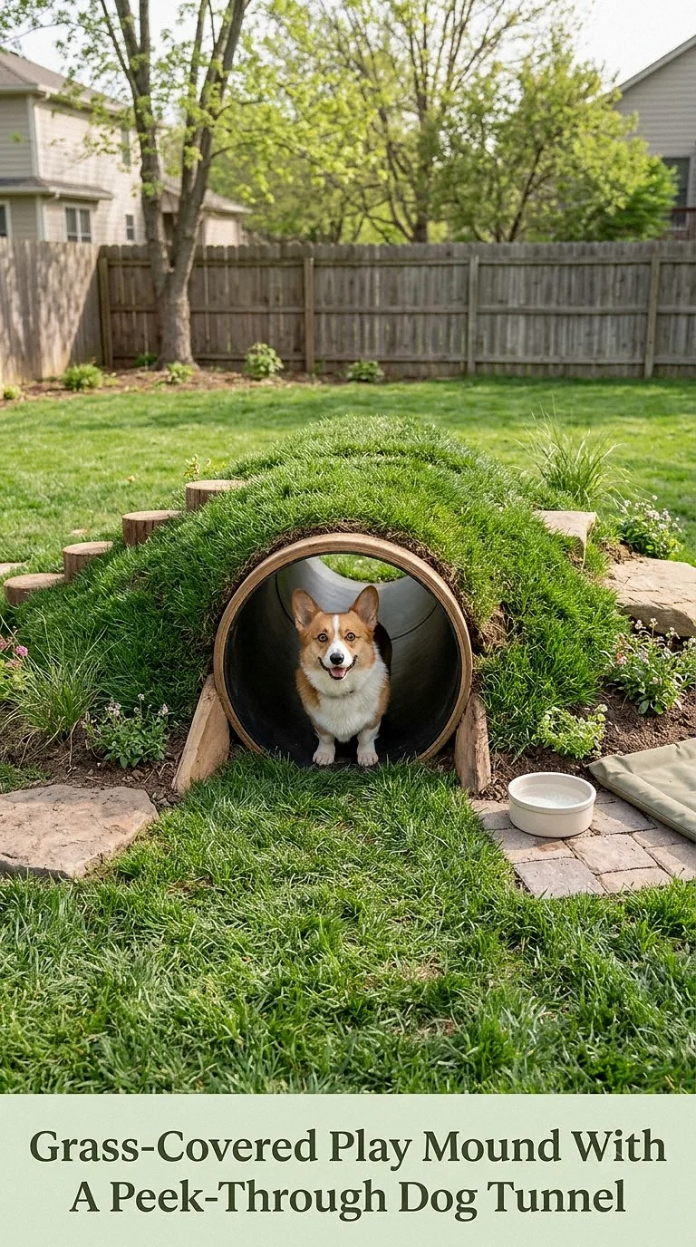 Grass-Covered Play Mound With A Peek-Through Dog Tunnel