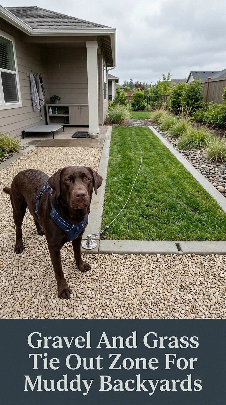 Gravel And Grass Tie Out Zone For Muddy Backyards