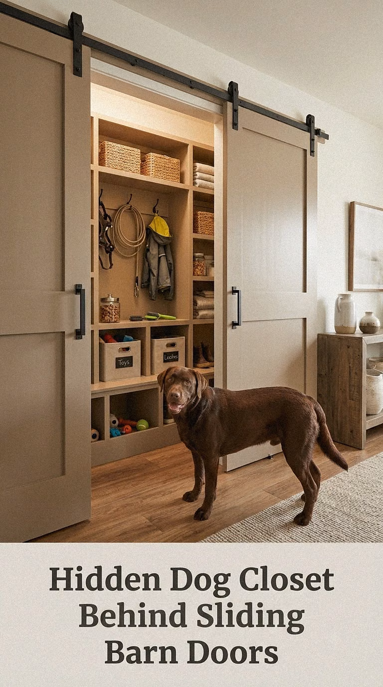 Hidden Dog Closet Behind Sliding Barn Doors