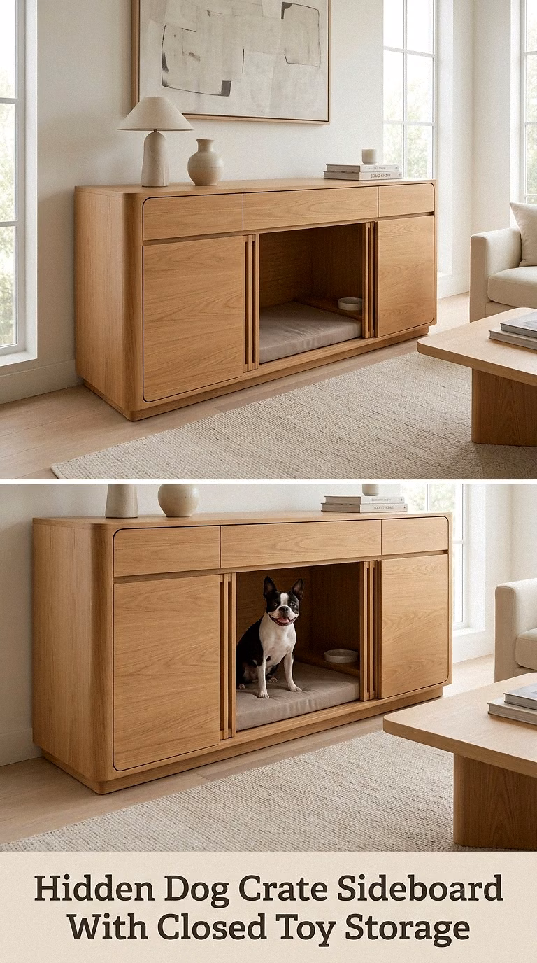 Hidden Dog Crate Sideboard With Closed Toy Storage
