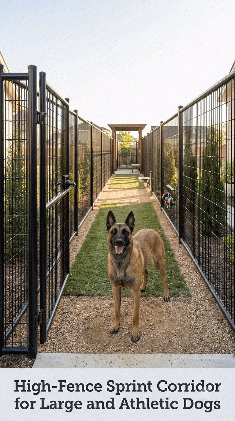 High-Fence Sprint Corridor for Large and Athletic Dogs