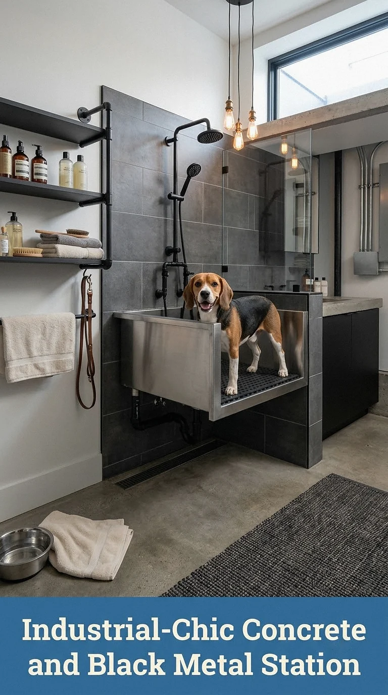 Industrial-Chic Concrete and Black Metal Station