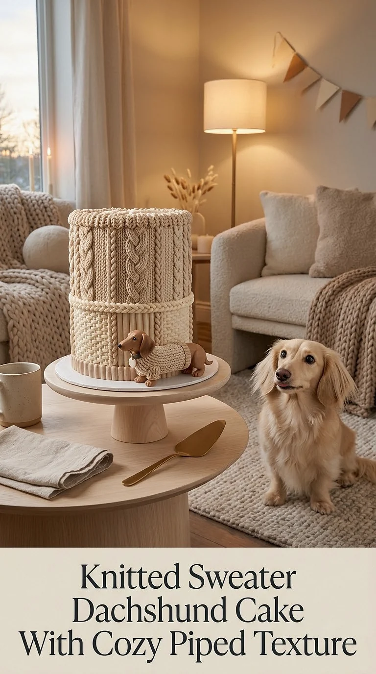 Knitted Sweater Dachshund Cake With Cozy Piped Texture
