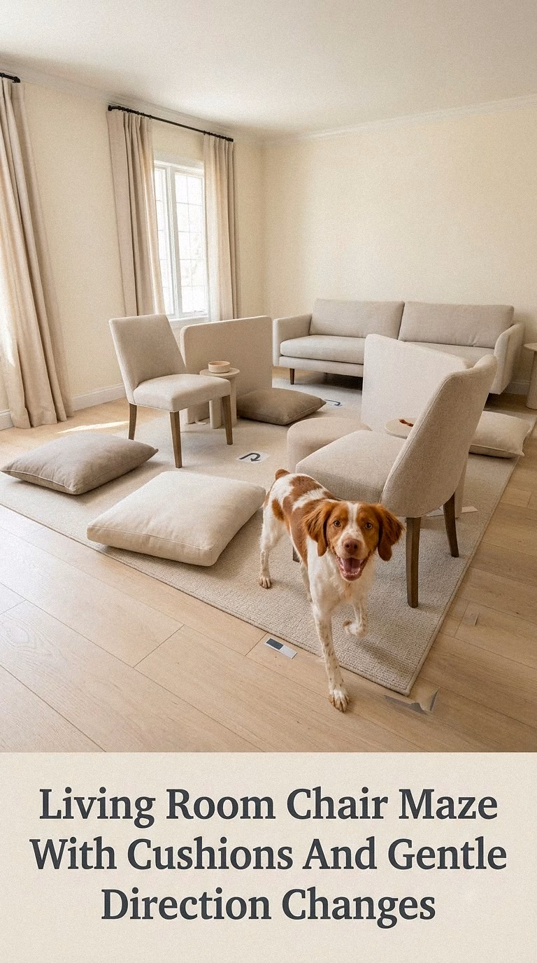 Living Room Chair Maze With Cushions And Gentle Direction Changes