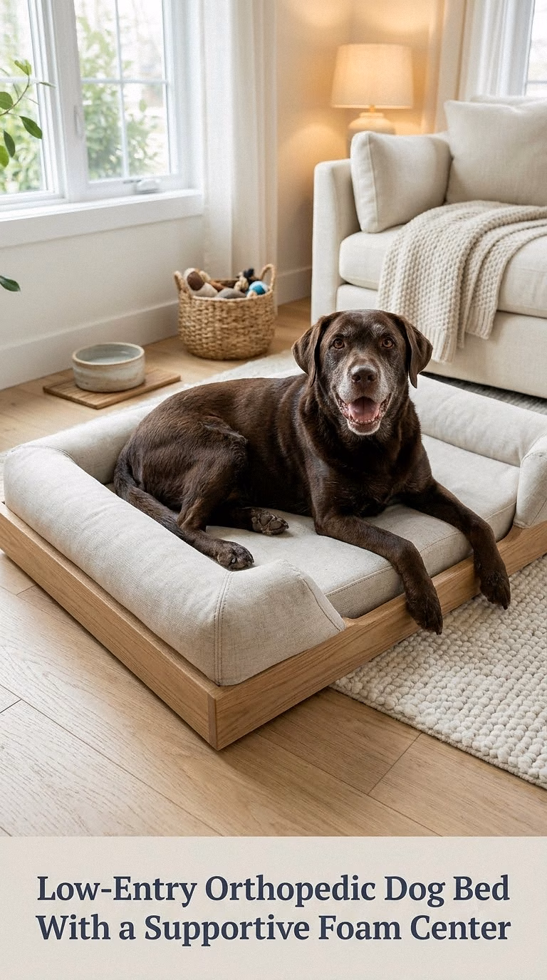 Low-Entry Orthopedic Dog Bed With a Supportive Foam Center