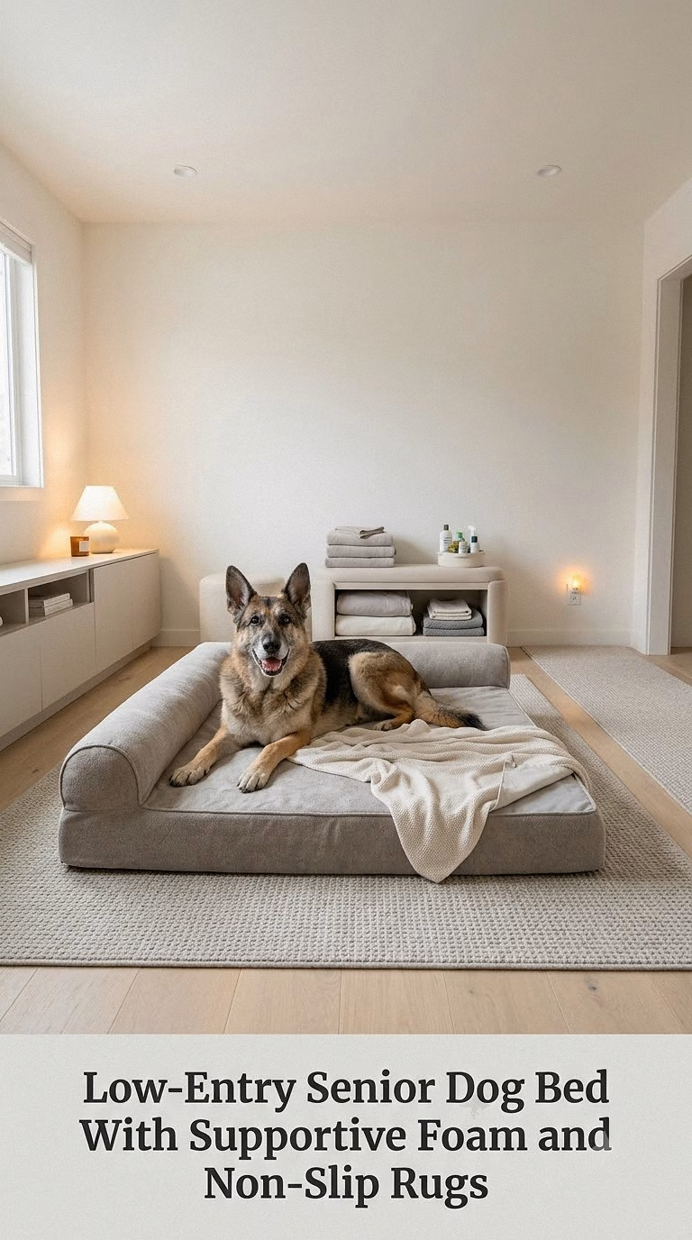 Low-Entry Senior Dog Bed With Supportive Foam and Non-Slip Rugs