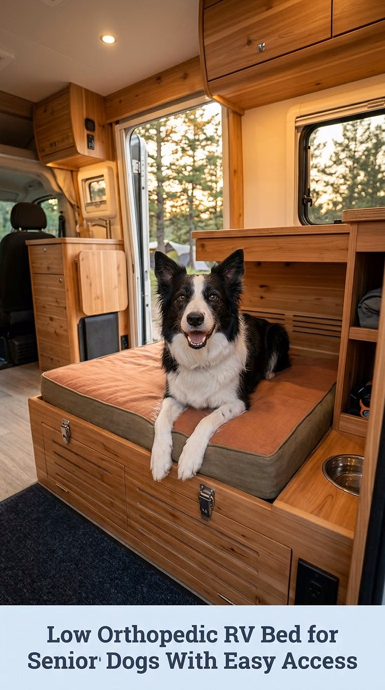 Low Orthopedic RV Bed for Senior Dogs With Easy Access