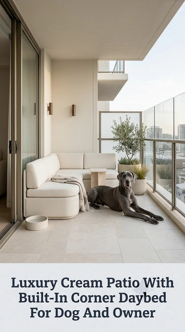 Luxury Cream Patio With Built-In Corner Daybed For Dog And Owner