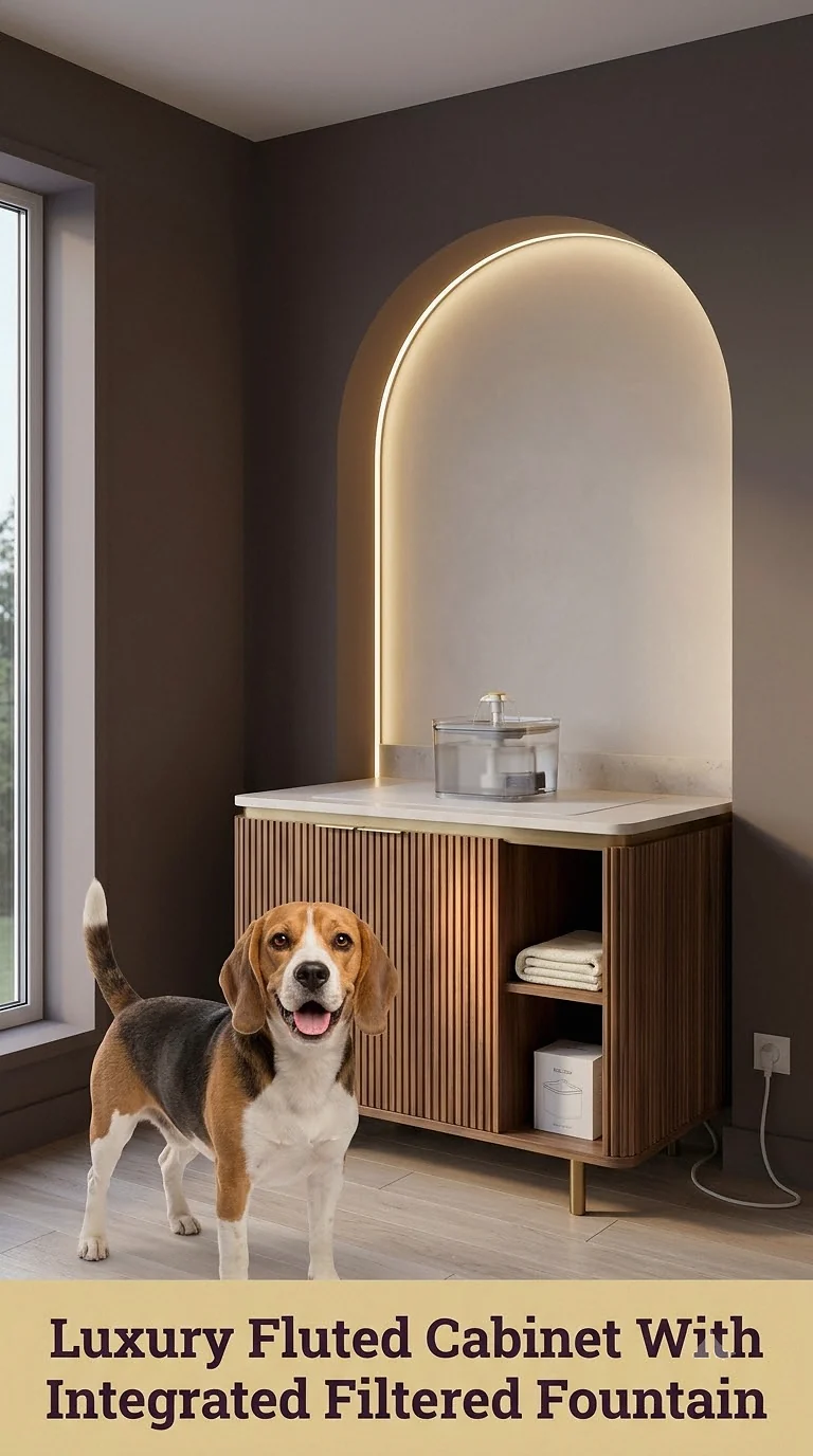 Luxury Fluted Cabinet With Integrated Filtered Fountain