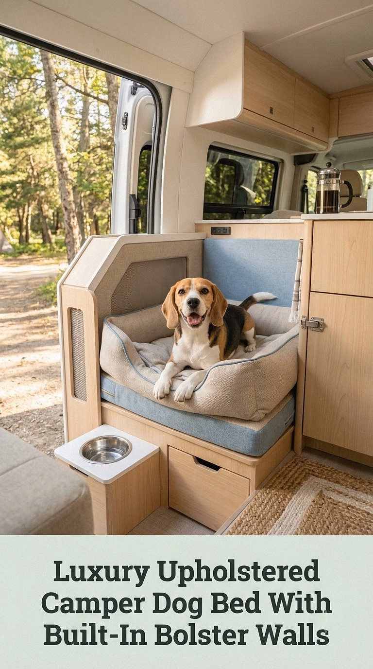 Luxury Upholstered Camper Dog Bed With Built-In Bolster Walls