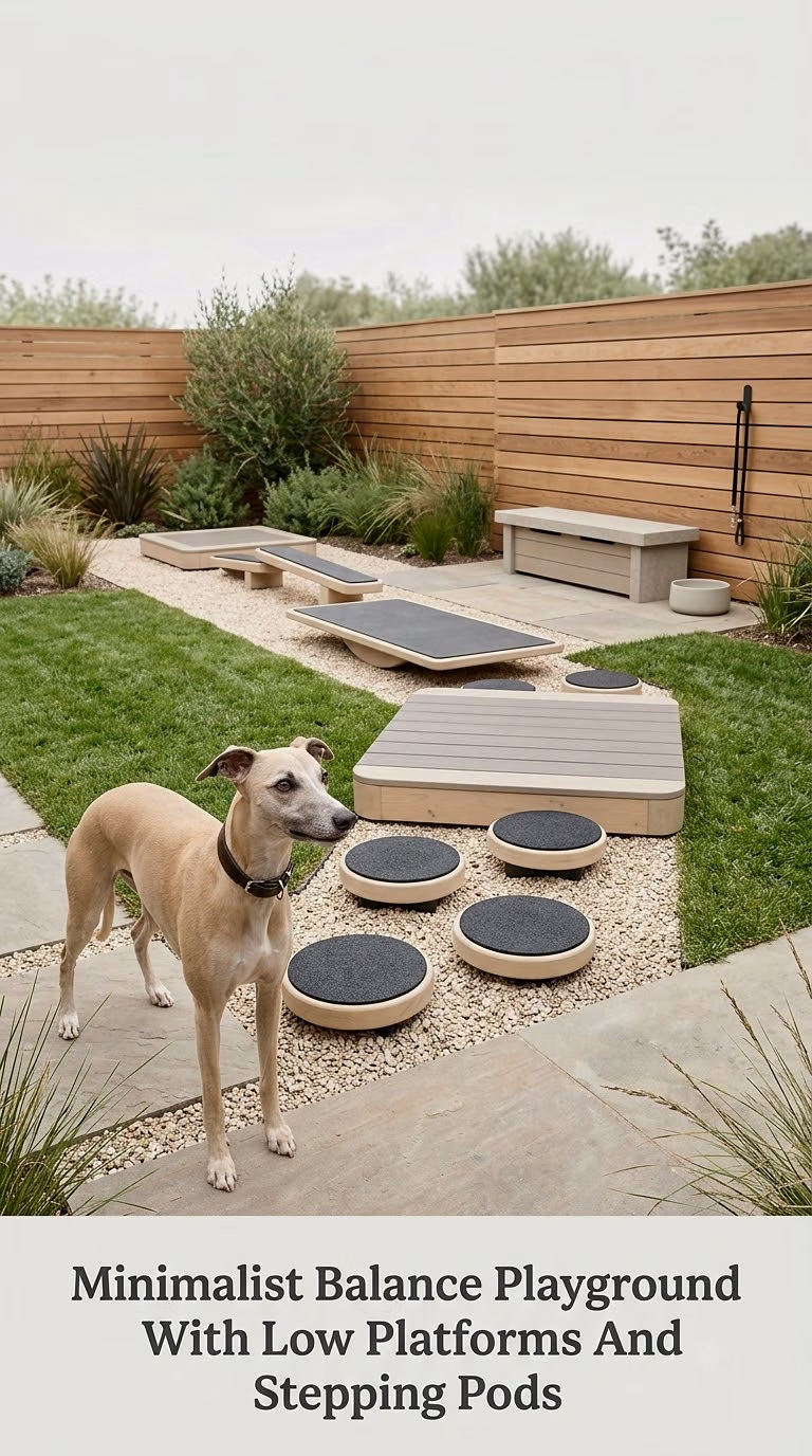 Minimalist Balance Playground With Low Platforms And Stepping Pods
