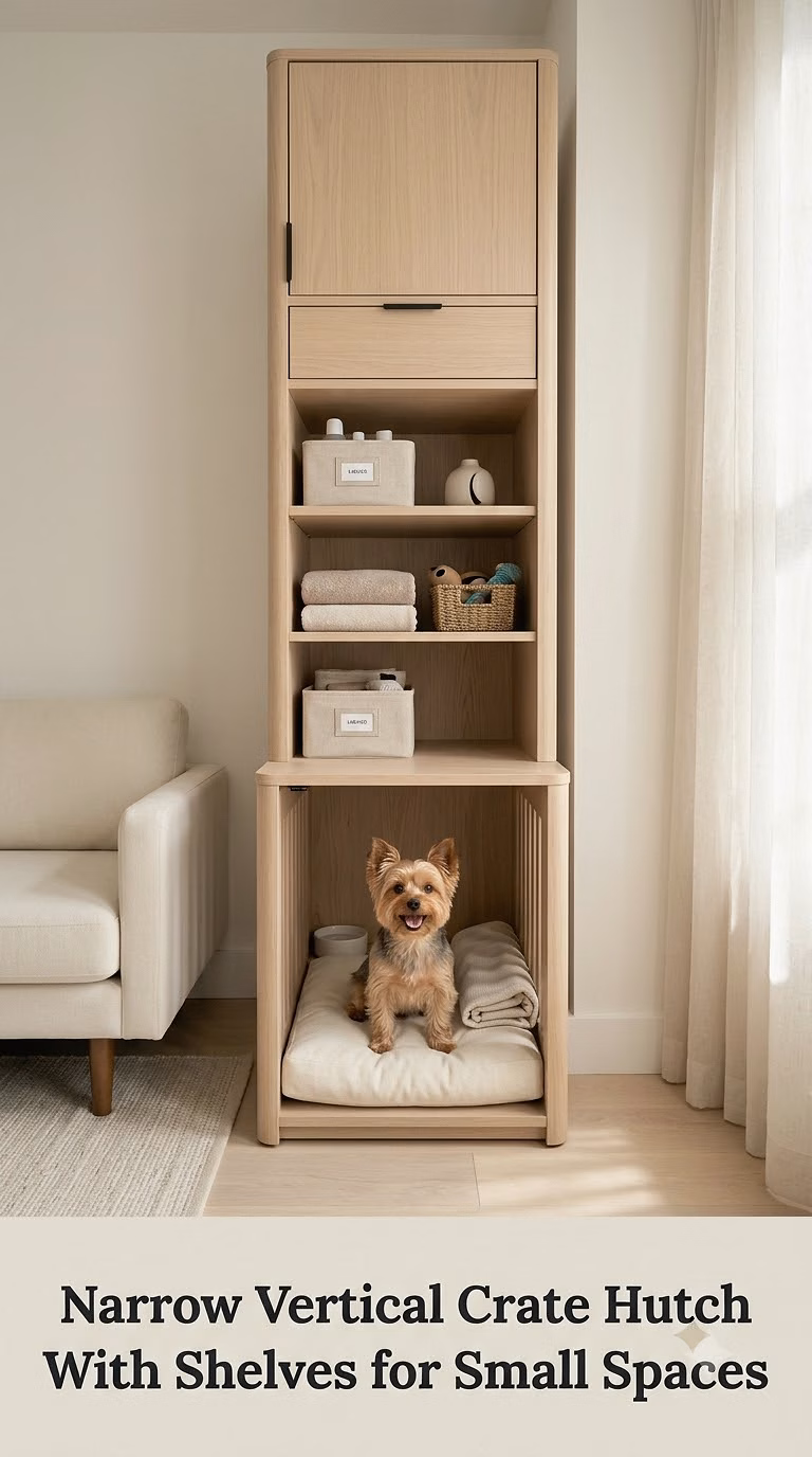 Narrow Vertical Crate Hutch With Shelves for Small Spaces