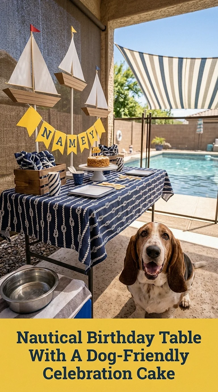 Nautical Birthday Table With A Dog-Friendly Celebration Cake