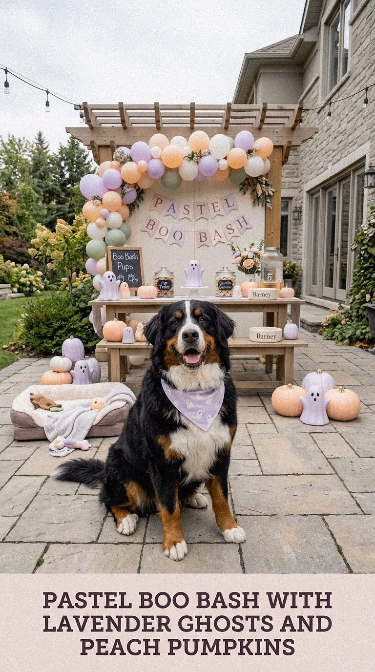 Pastel Boo Bash With Lavender Ghosts and Peach Pumpkins