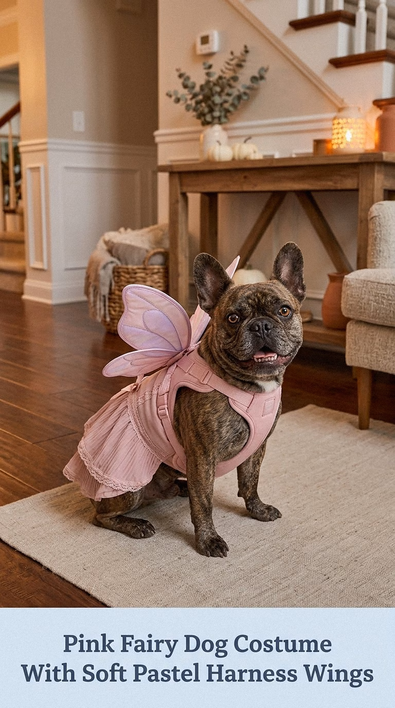 Pink Fairy Dog Costume With Soft Pastel Harness Wings