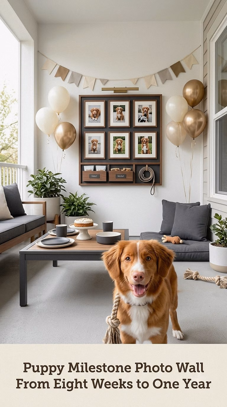 Puppy Milestone Photo Wall From Eight Weeks to One Year