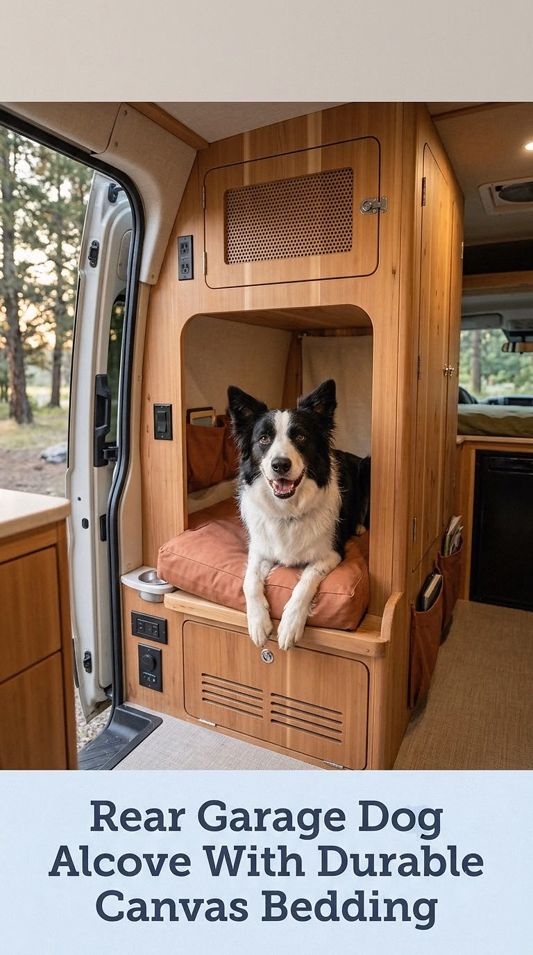 Rear Garage Dog Alcove With Durable Canvas Bedding