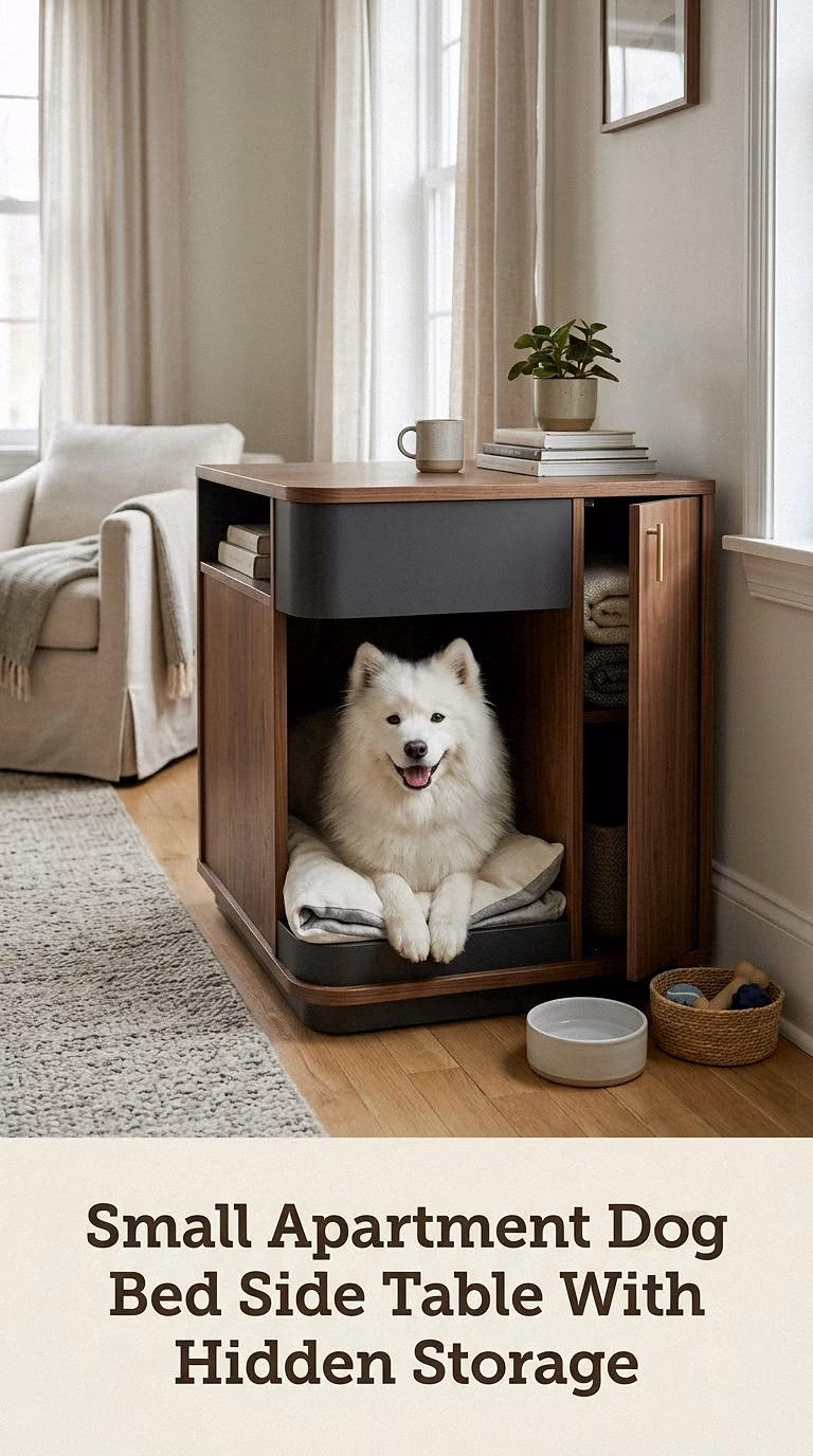 Small Apartment Dog Bed Side Table With Hidden Storage