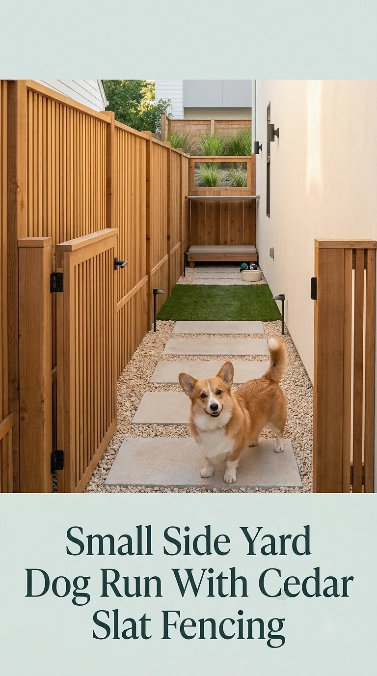 Small Side Yard Dog Run With Cedar Slat Fencing