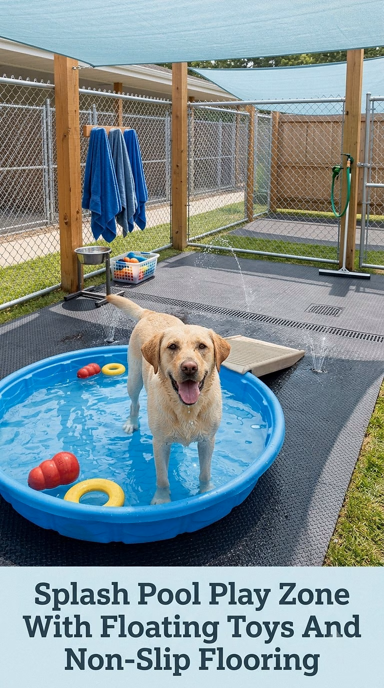 Splash Pool Play Zone With Floating Toys And Non-Slip Flooring