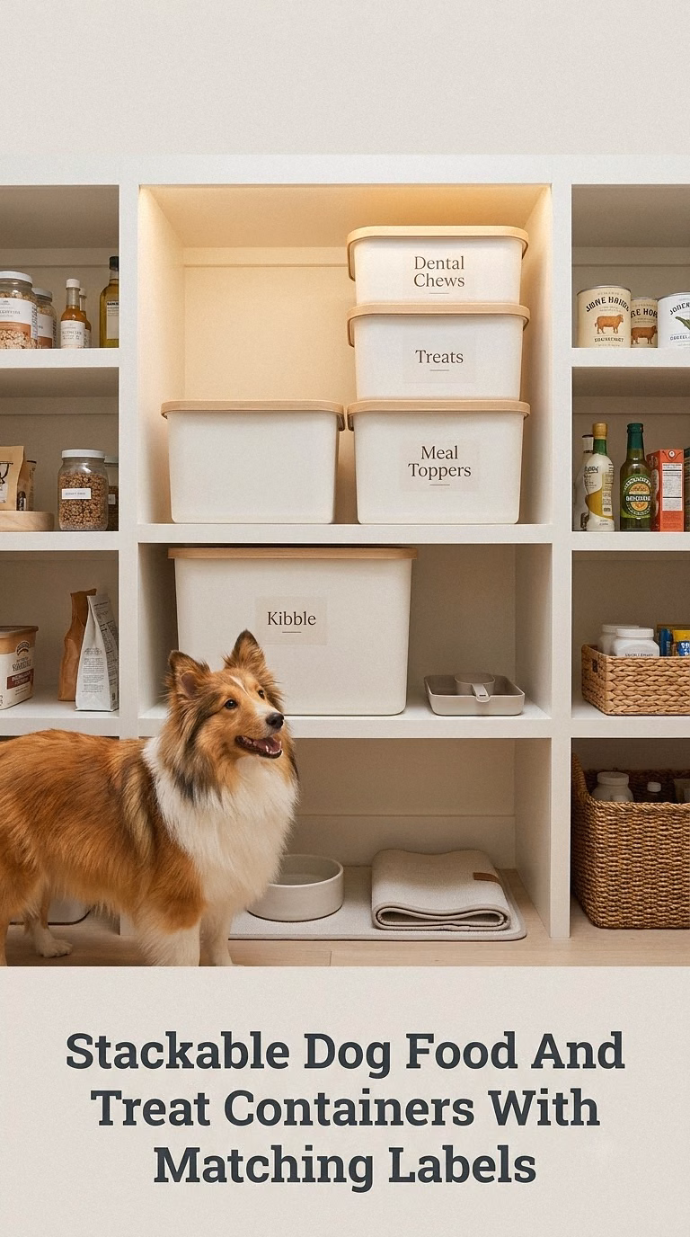 Stackable Dog Food And Treat Containers With Matching Labels