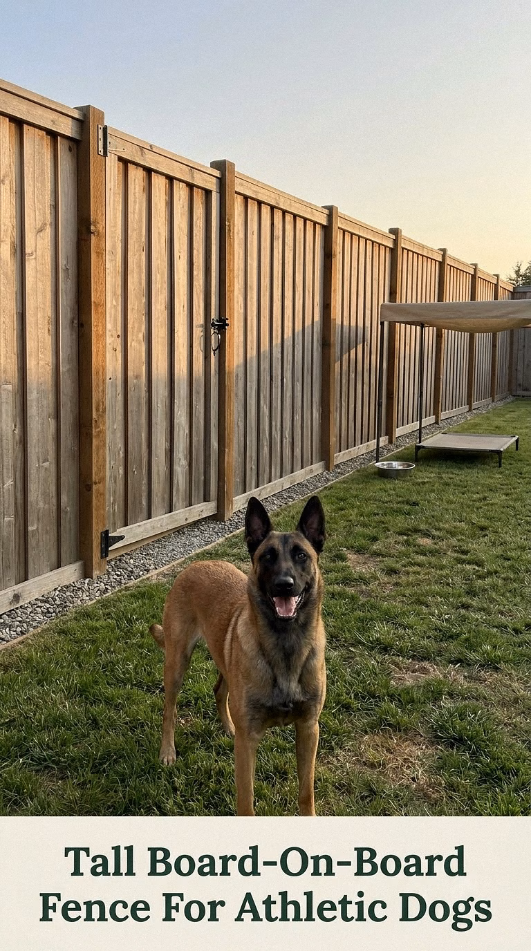 Tall Board-On-Board Fence For Athletic Dogs