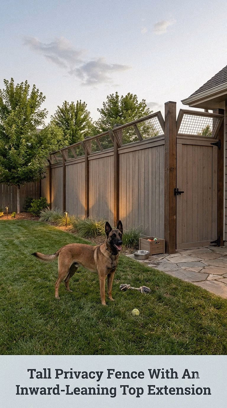 Tall Privacy Fence With An Inward-Leaning Top Extension