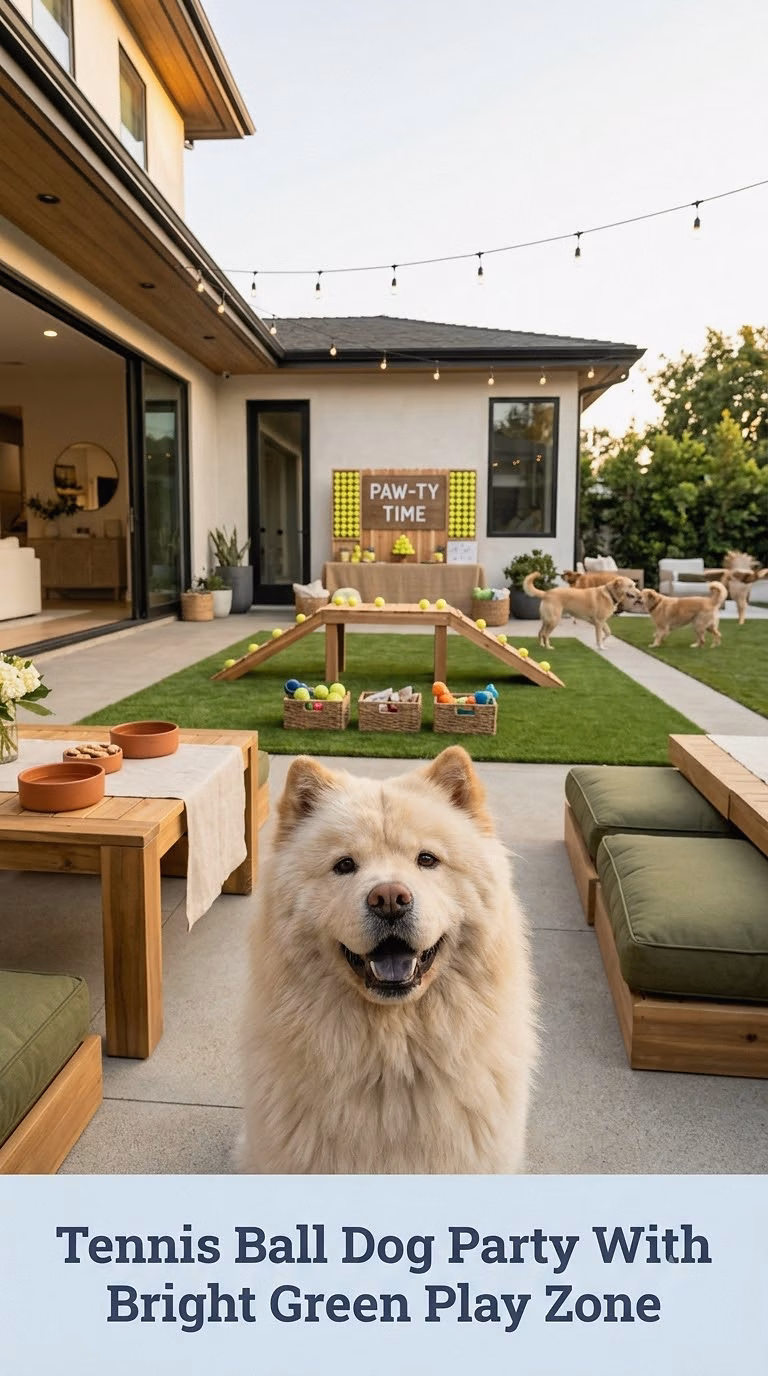 Tennis Ball Dog Party With Bright Green Play Zone