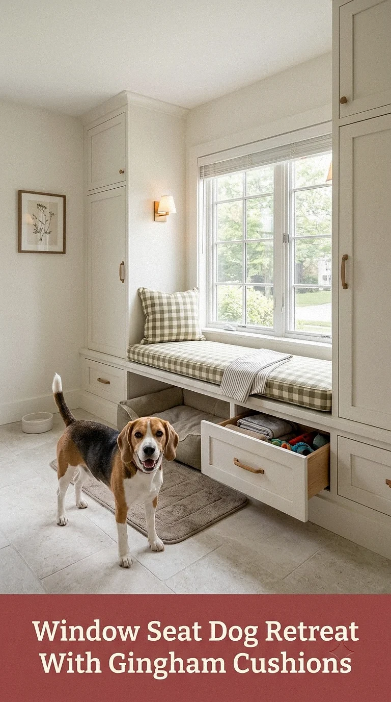 Window Seat Dog Retreat With Gingham Cushions