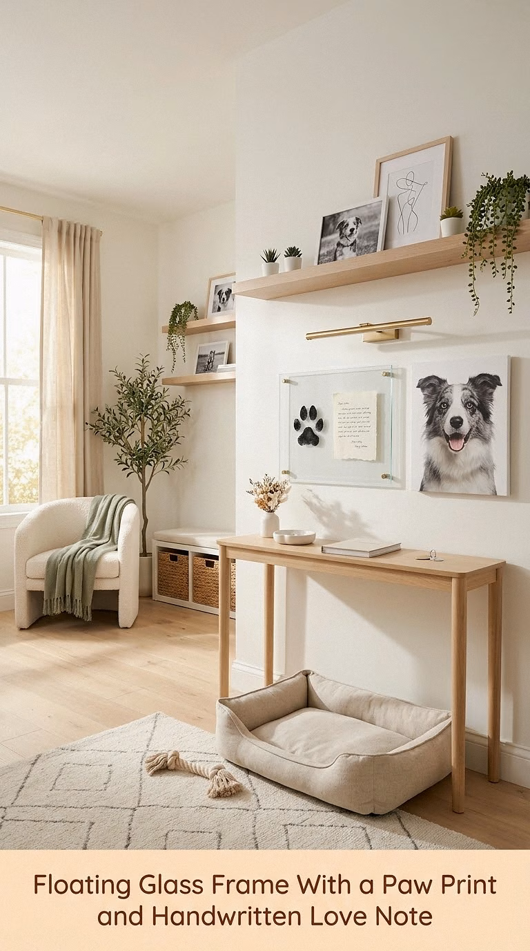 12. Floating Glass Frame With a Paw Print and Handwritten Love Note