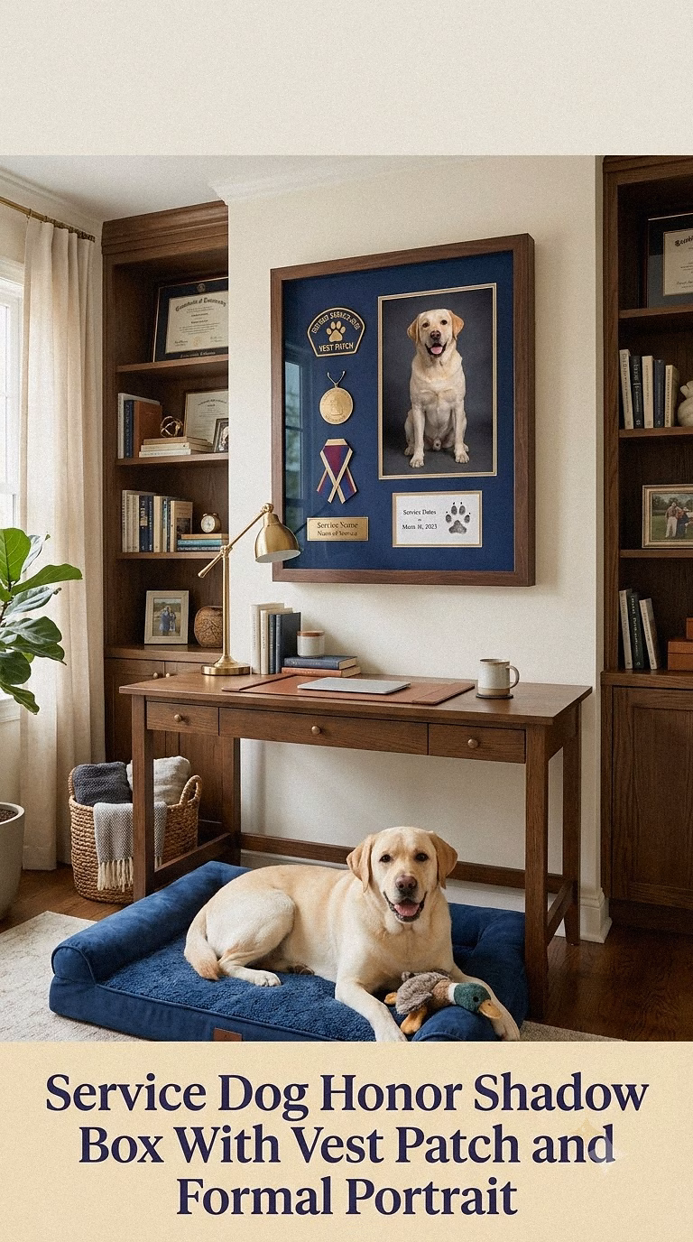 12. Service Dog Honor Shadow Box With Vest Patch and Formal Portrait