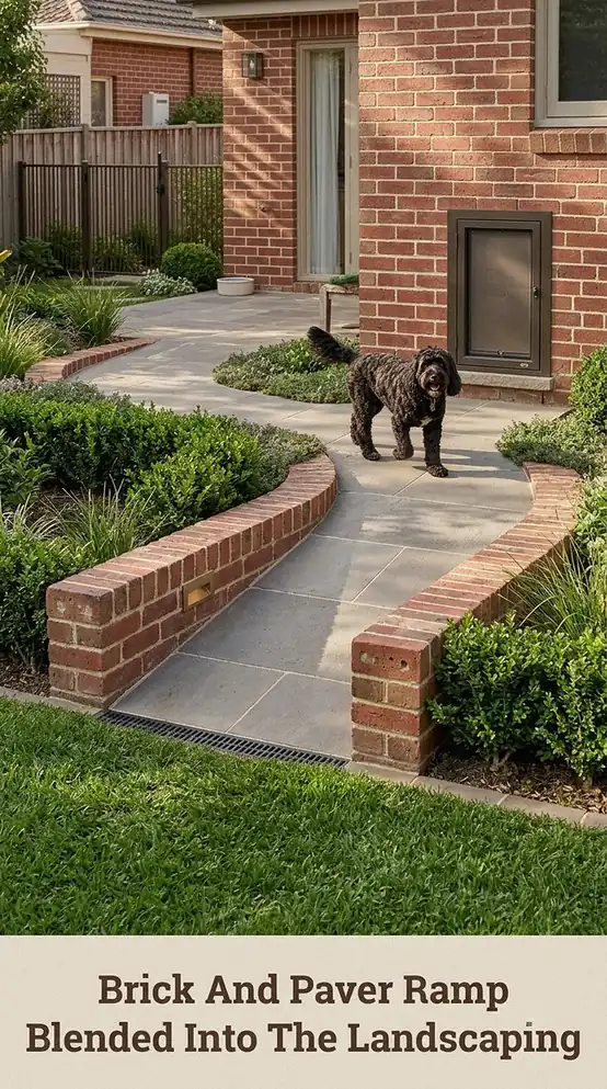 Brick And Paver Ramp Blended Into The Landscaping
