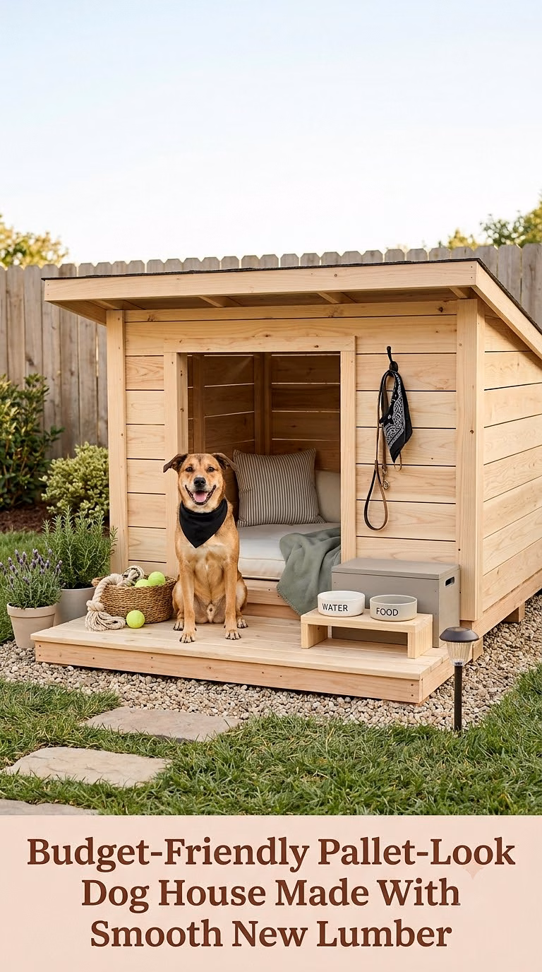 Budget-Friendly Pallet-Look Dog House Made With Smooth New Lumber