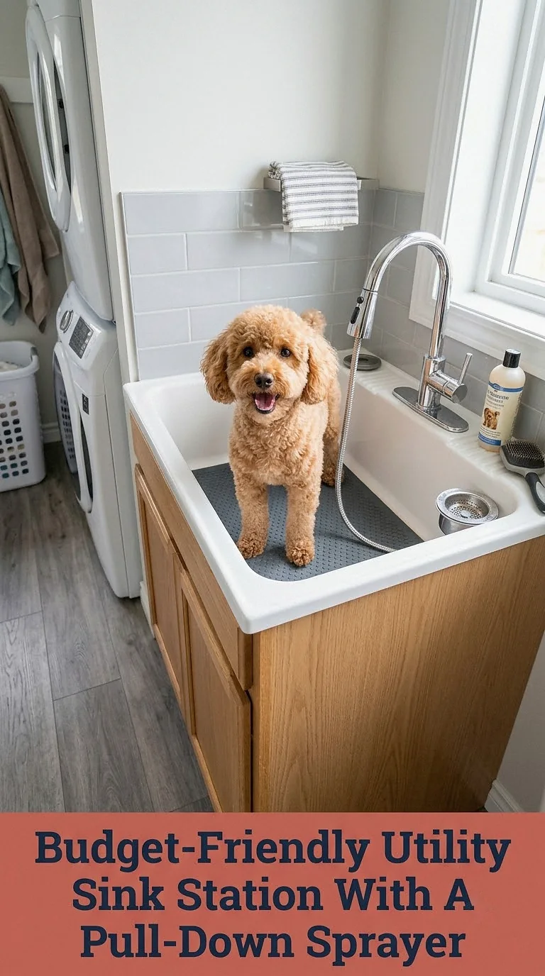 Budget-Friendly Utility Sink Station With A Pull-Down Sprayer