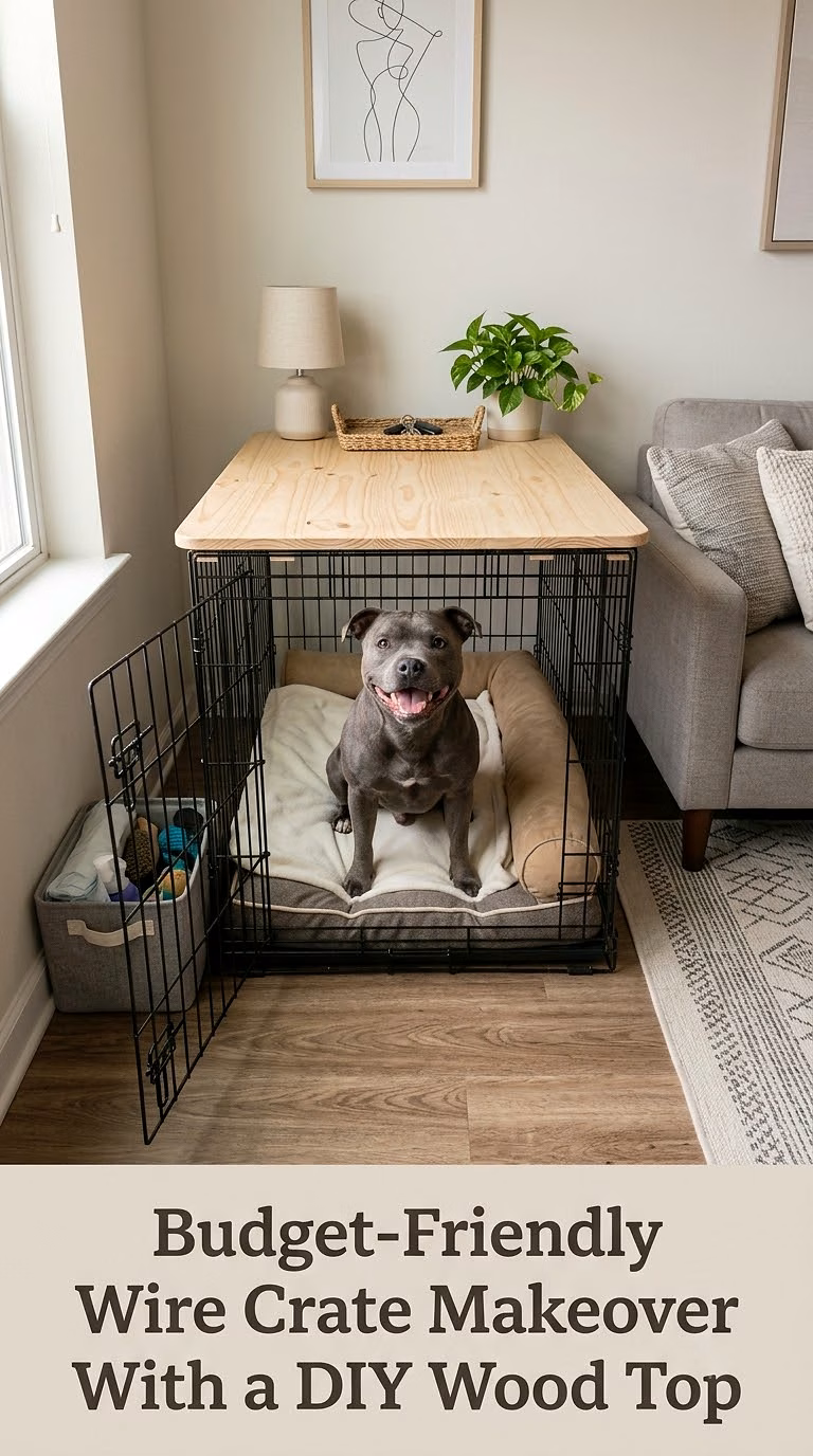 Budget-Friendly Wire Crate Makeover With a DIY Wood Top