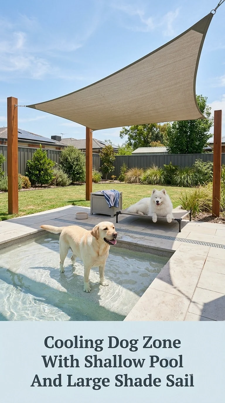 Cooling Dog Zone With Shallow Pool And Large Shade Sail